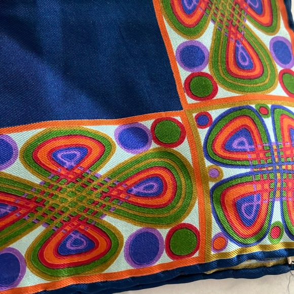 Bloomingdale's Accessories - Vintage Bloomingdale’s Scarf Blue Orange Purple Silk Italy